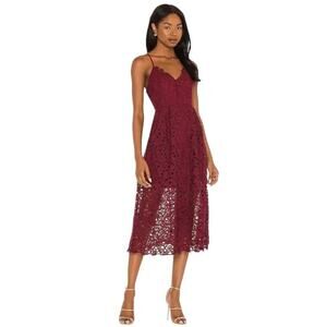 ASTR The Label Lace A-Line Midi Romantic Feminine Party Dress Red Size Medium